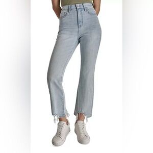 DKNY High-Rise Destructed-Hem Jeans